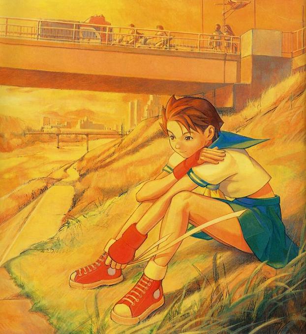 kasugano sakura, capcom, street fighter, tagme, school uniform, serafuku, short hair, skirt