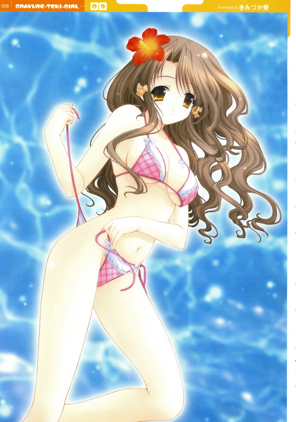 highres, bikini, blush, breasts, long hair, swimsuit