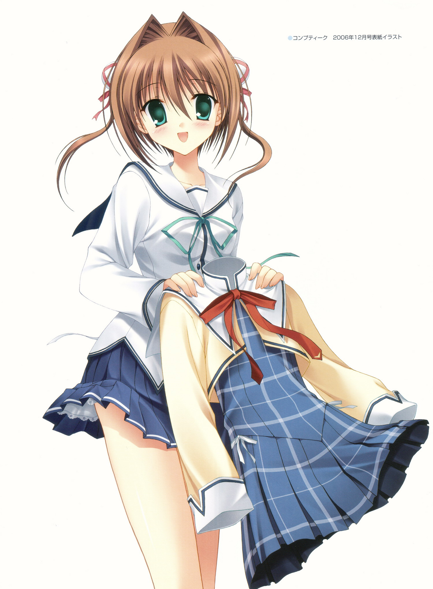 da capo, highres, 00s, blush, school uniform, serafuku, short hair, skirt