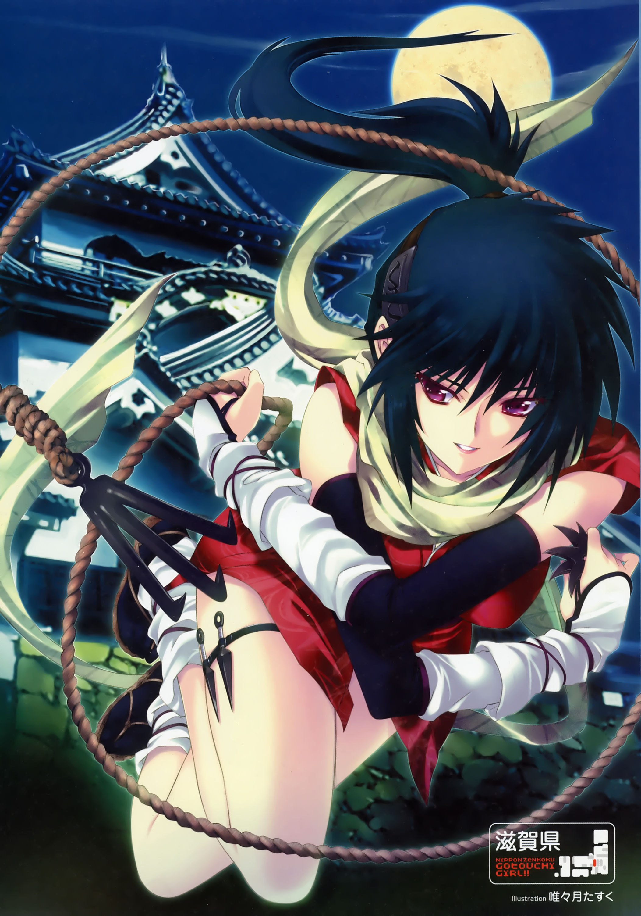 hagure keg, absurdres, character request, copyright request, highres, tagme, 1girl, female focus, long hair, ninja, solo