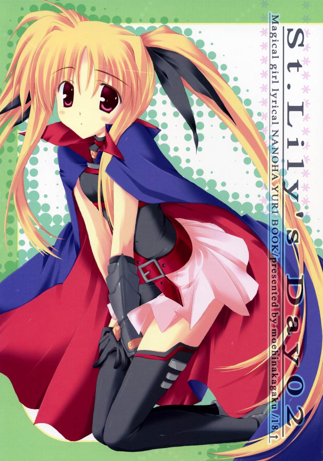 fate testarossa, highres, blush, long hair, skirt, spandex, thighhighs