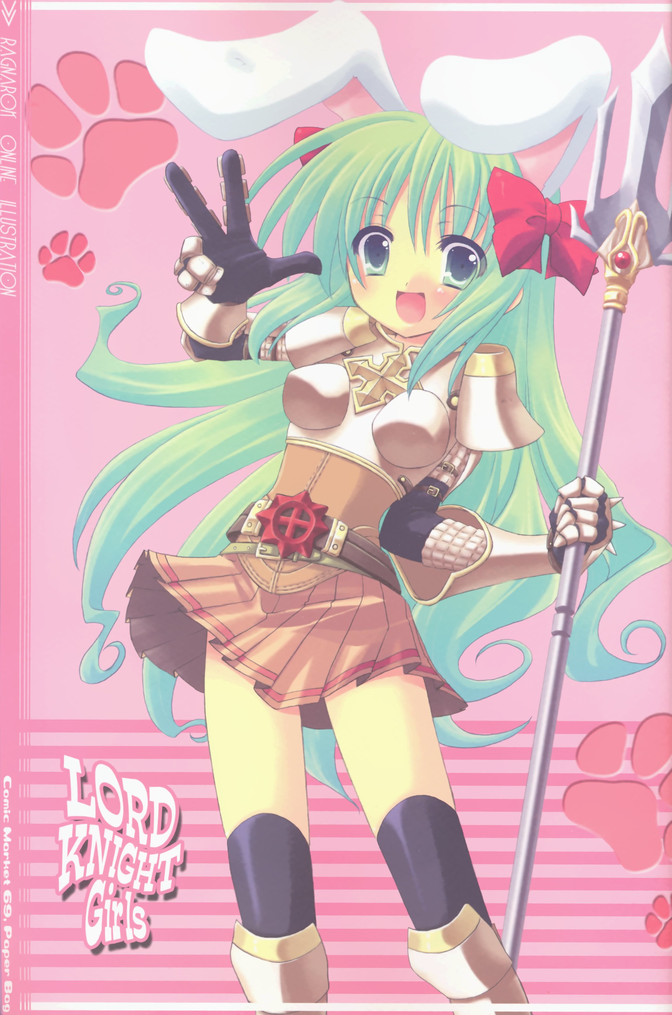 ragnarok online, bunny girl, absurdres, highres, blush, knight, long hair, skirt, thighhighs
