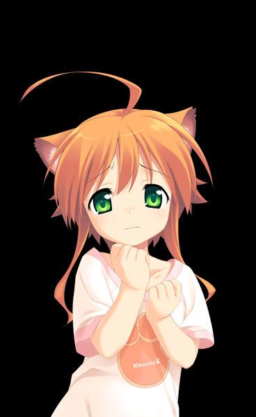 mikan (wanko), wanko to kurasou, tagme, 1girl, ahoge, animal ear fluff, animal ears, blush, dog ears, dog girl, green eyes, orange hair, short hair