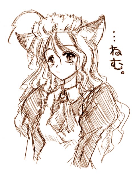 ahoge, apron, bell, dress, long hair, maid, maid apron, necktie
