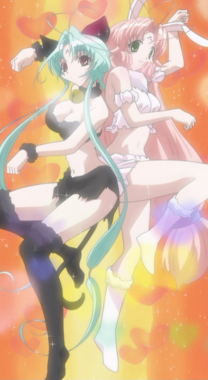 miu (dears), ren (dears), dears, screencap, highres, 00s, animal costume, animal ears, cat costume, cat ears, fake animal ears, playboy bunny, rabbit ears