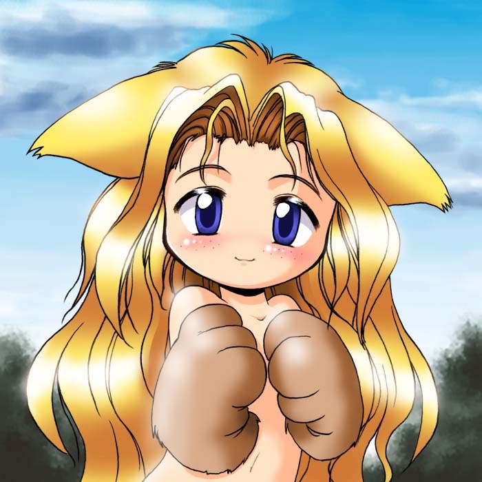 :3, animal ears, blonde hair, blue eyes, cat ears, gloves, loli, long hair, moe (phrase), nude