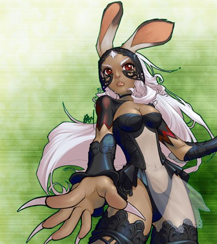 fran (ff12), final fantasy, final fantasy xii, lowres, 00s, animal ears, armor, fake animal ears, gloves, helmet, long hair, playboy bunny, rabbit ears, red eyes, thighhighs, white hair