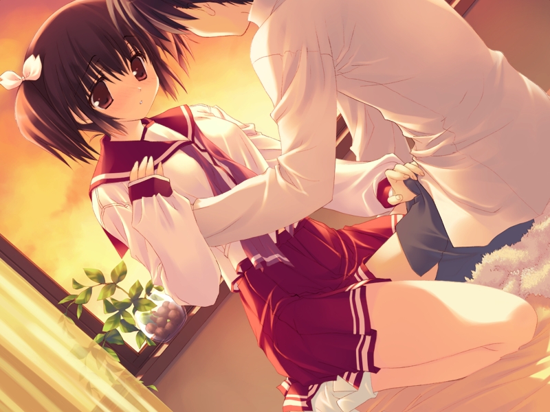 yuzuhara konomi, to heart (series), to heart 2, tagme, 00s, 1boy, 1girl, blush, school uniform, serafuku