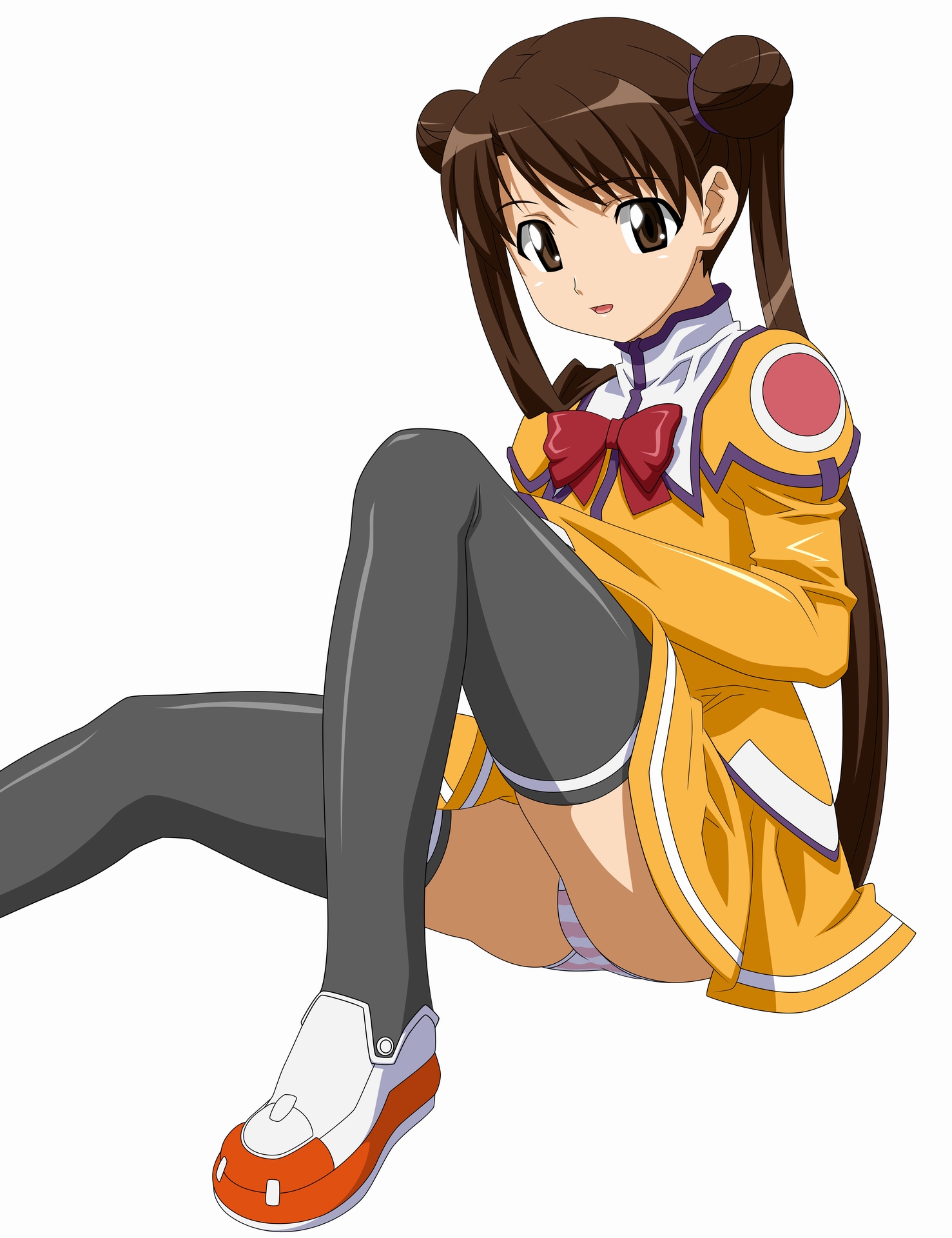 sugimura tomokazu, katase shima, uchuu no stellvia, highres, tagme, 00s, panties, skirt, thighhighs, underwear