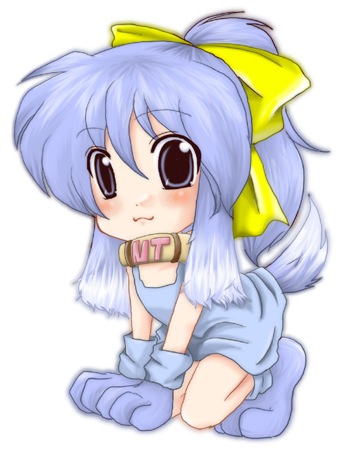 inu-t, microsoft windows, os-tan, :3, animal ears, blue eyes, blue hair, blush, bow, dog ears, dress, flat chest, gloves, long hair, ponytail, ribbon