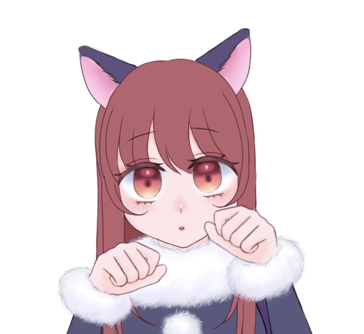 erica fontaine, sakura taisen, sakura taisen iii, animal costume, animal ears, blush, brown eyes, brown hair, cat costume, cat ears, cat girl, hands up, long hair, long sleeves, open mouth, sakura7tsu, sidelocks, white wrist cuffs, wrist cuffs