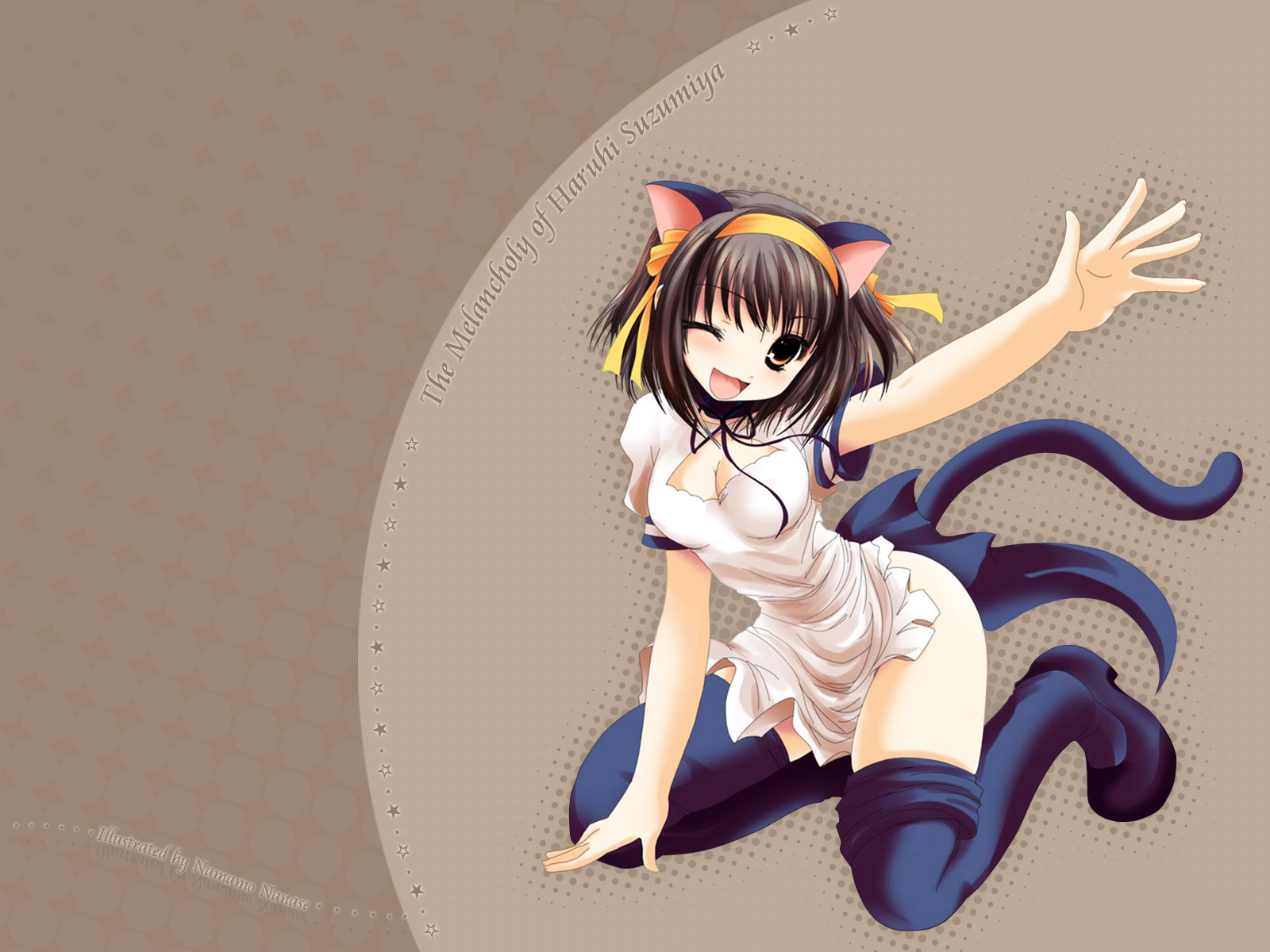 suzumiya haruhi, kyoto animation, suzumiya haruhi no yuuutsu, artist request, highres, tagme, 00s, 1girl, animal ears, cat ears, female focus, solo