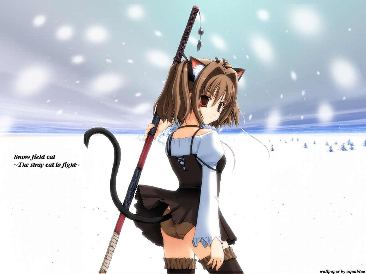 animal ears, blush, cat ears, panties, skirt, thighhighs, underwear