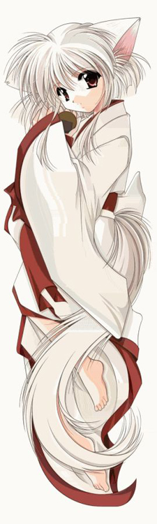 animal ears, barefoot, cat ears, japanese clothes, kimono, red eyes, short hair, white hair