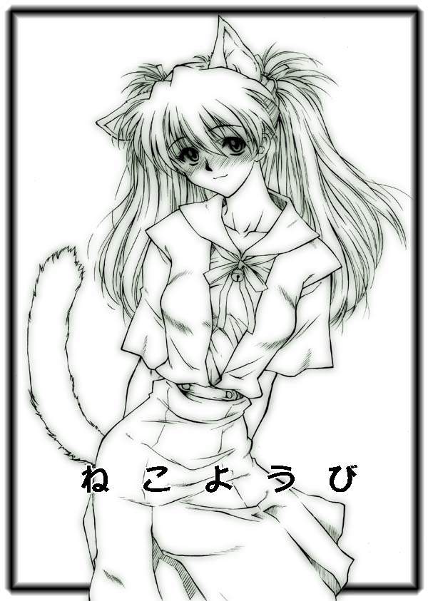 souryuu asuka langley, gainax, neon genesis evangelion, animal ears, bell, blush, bow, cat ears, long hair, school uniform, serafuku, skirt, twintails