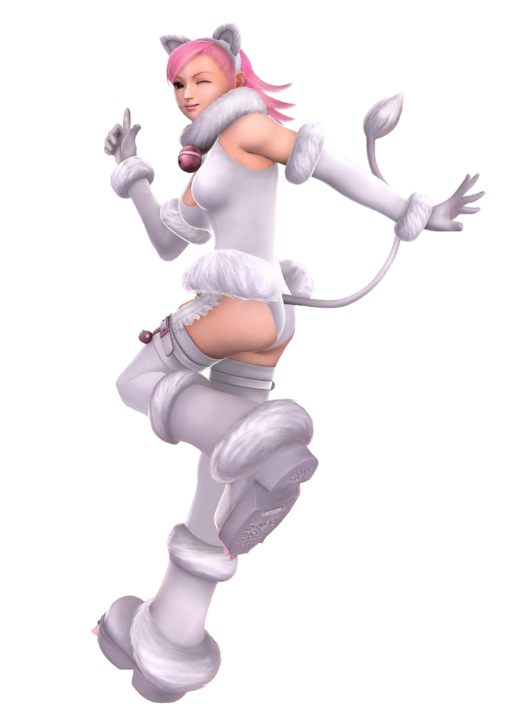 character request, animal ears, bell, belt, black eyes, boots, cat ears, garter belt, gloves, pink hair, short hair, thighhighs