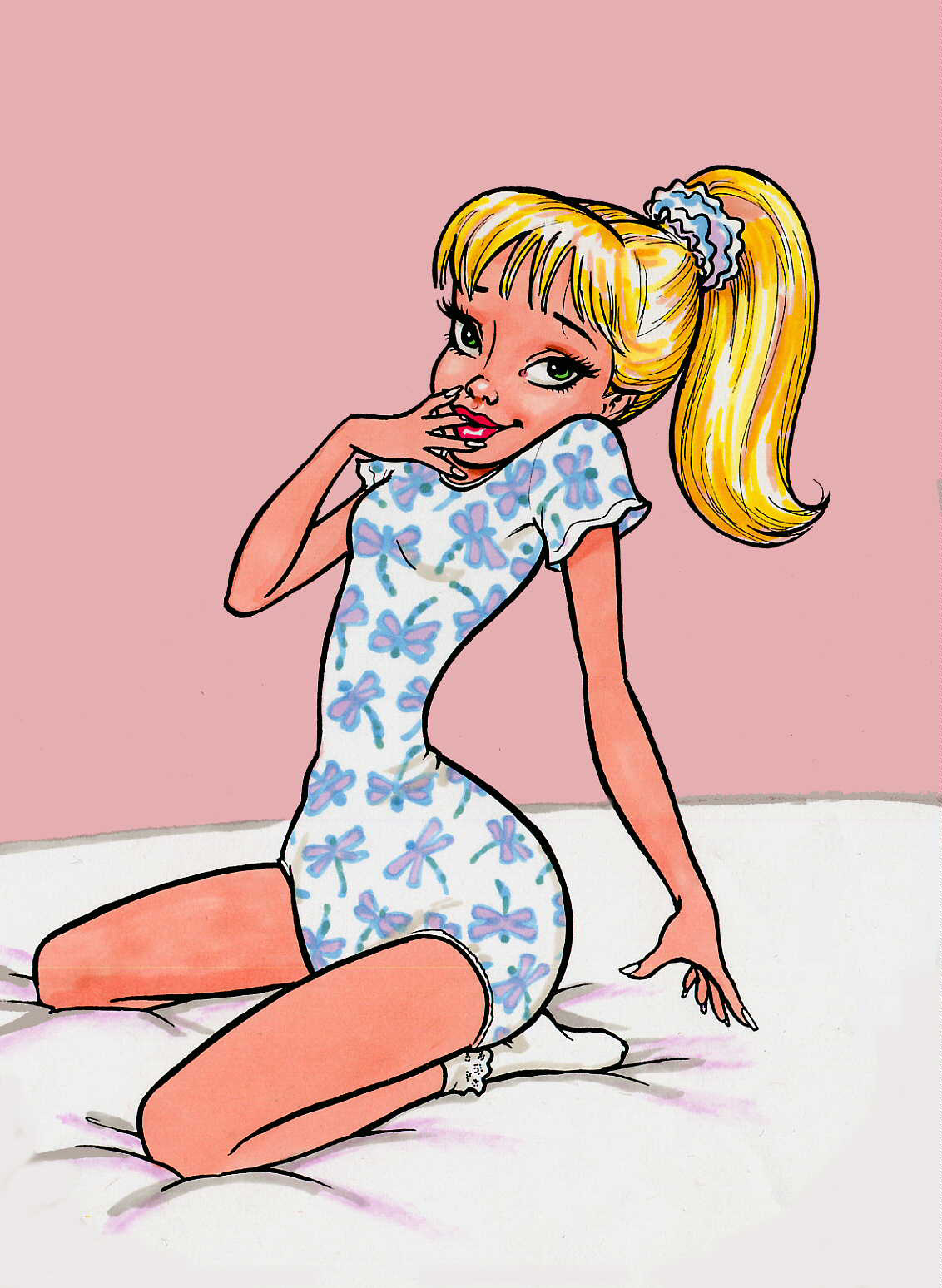 highres, tagme, blonde hair, diaper