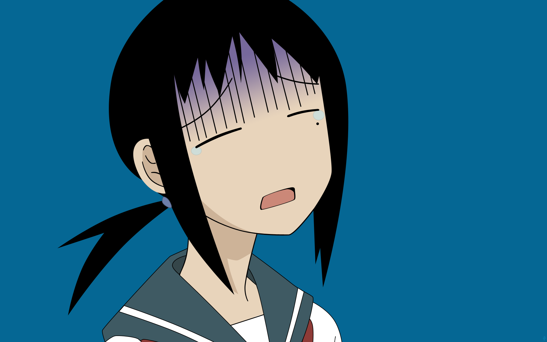 kaga ai, sayonara zetsubou sensei, highres, tagme, 00s, 1girl, female focus, school uniform, simple background, solo