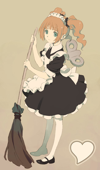 takatsuki yayoi, idolmaster, idolmaster (classic), tagme, 00s, broom, maid, solo, twintails