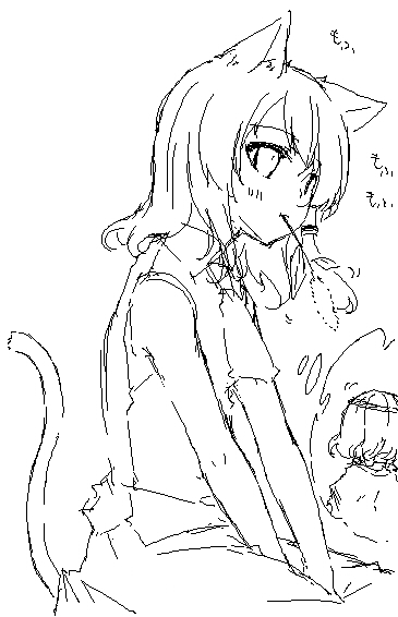 sakuraba yuuki, kochiya sanae, yasaka kanako, touhou, 1girl, female focus, greyscale, monochrome, oekaki, solo