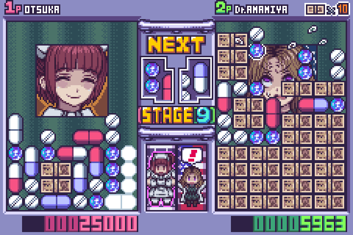 nijiyama, amamiya (sakusei byoutou), dr. mario, mario, ootsuka (sakusei byoutou), sakusei byoutou, commentary request, translation request, !, american flag, character name, medicine, parody, pill, pixel art, romaji text