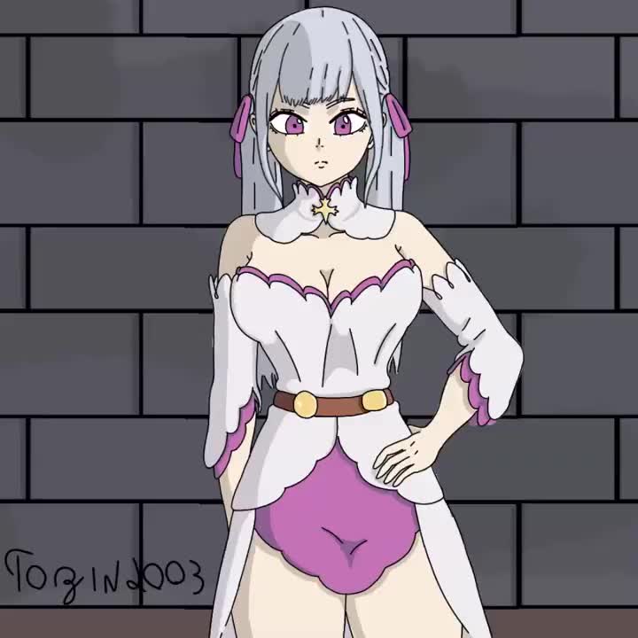 tozin2003, noelle silva, black clover, animated, tagme, video, 1girl, bouncing breasts, breasts, cleavage, grey hair, large breasts, long hair, purple eyes, solo, twintails