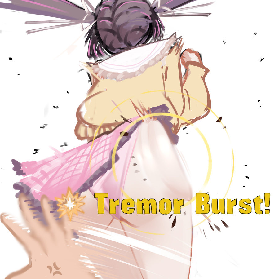 heiz illust, himemiya rie, phase connect, brown hair, from behind, panties, pink panties, skirt, spanked, twintails, underwear, virtual youtuber