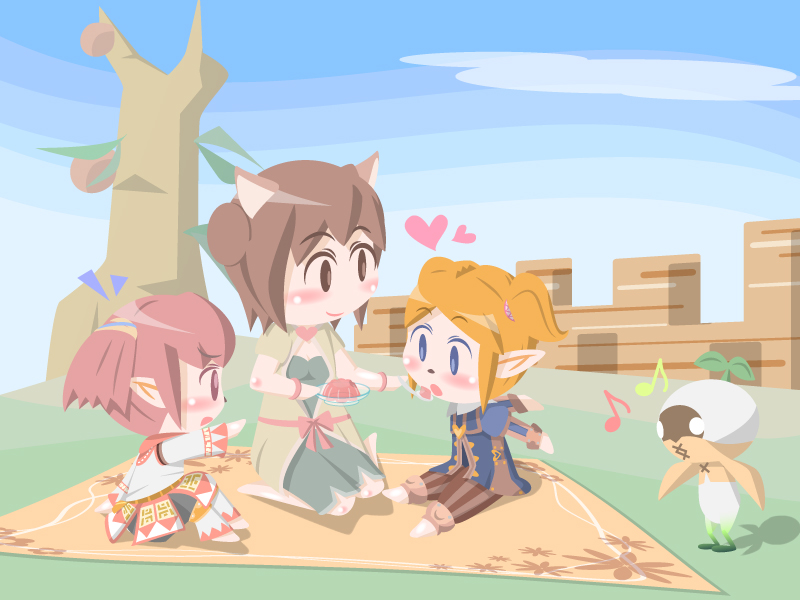 kokemomo, moco (axion channel), final fantasy, final fantasy xi, ragnarok online, bad id, bad pixiv id, 00s, brown hair, chibi, chipi, orange hair, tarutaru