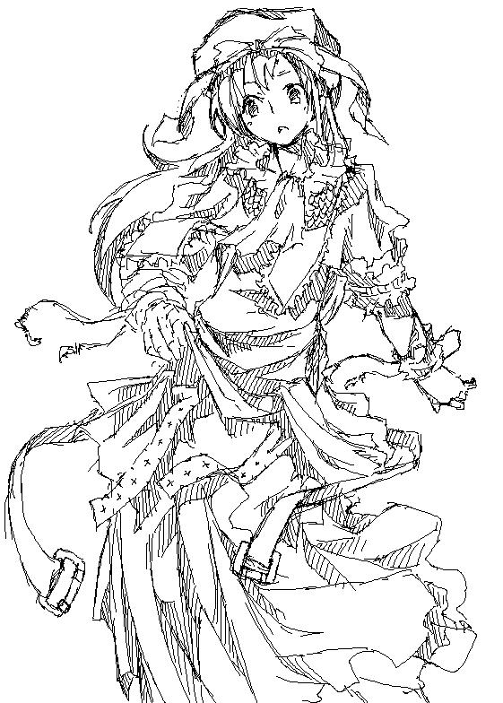 mima (touhou), touhou, touhou (pc-98), 1girl, female focus, greyscale, monochrome, sketch, solo