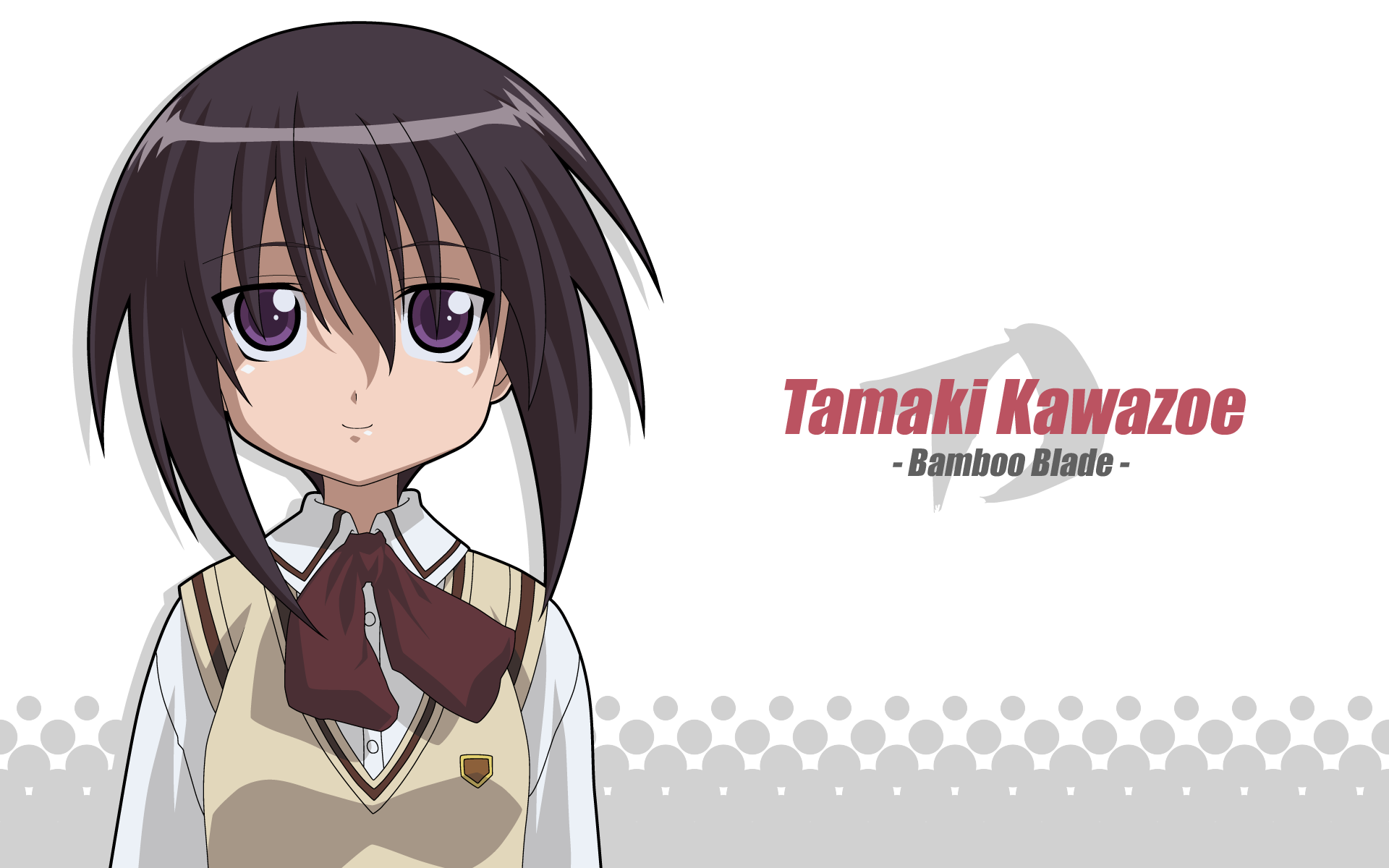 kawazoe tamaki, bamboo blade, highres, 00s, purple eyes, school uniform, serafuku, short hair