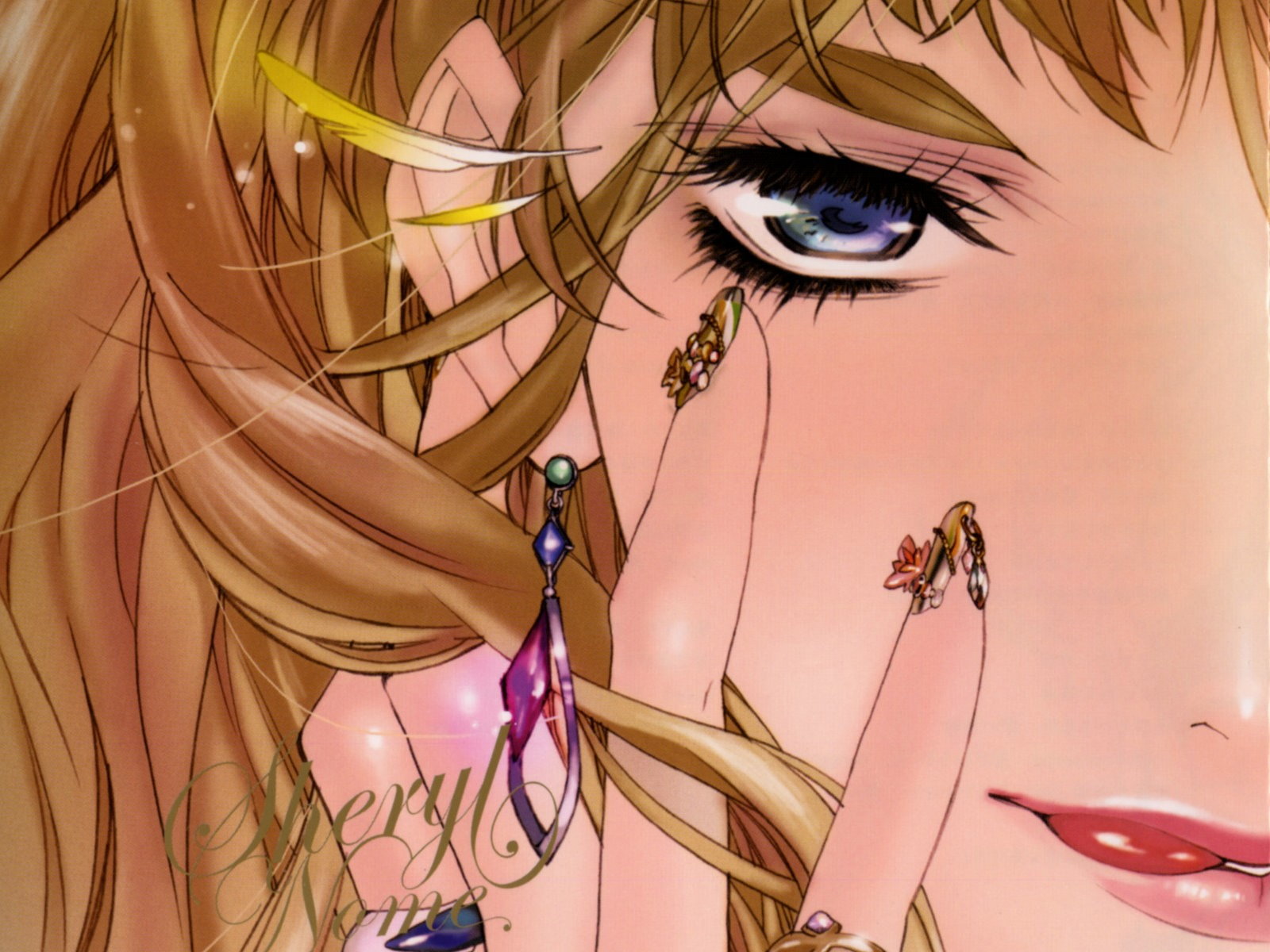 sheryl nome, macross, macross frontier, highres, official art, scan, 00s, jewelry