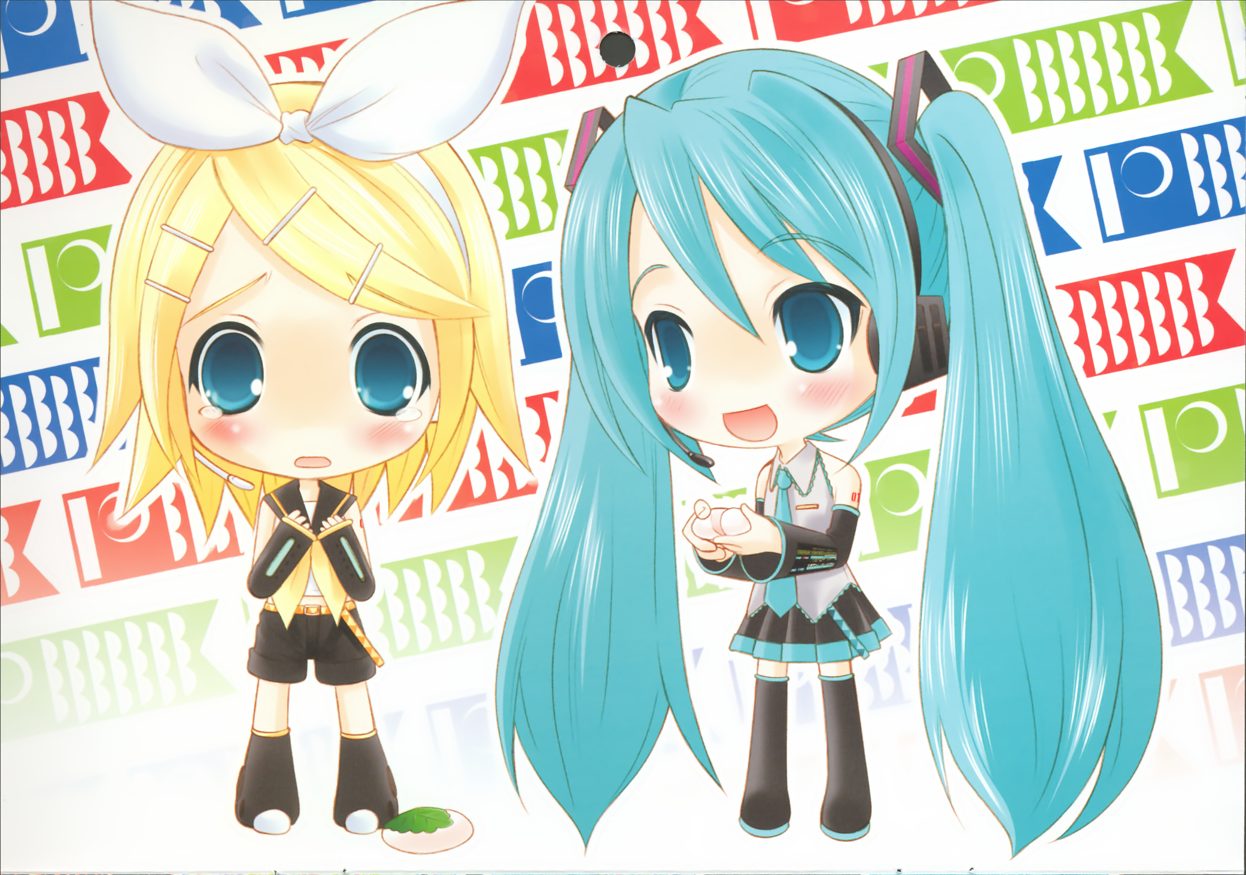 hapido, hatsune miku, kagamine rin, vocaloid, highres, 00s, 2008, 2girls, calendar, multiple girls, pireze