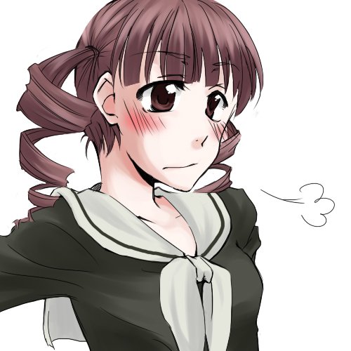 ako, ako (so crazy!?), matsudaira touko, maria-sama ga miteru, lowres, 00s, 1girl, drill hair, female focus, sigh, simple background, solo, white background