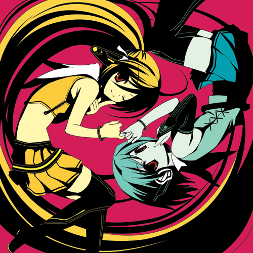 mamoru, yukizuki chikuba, nagato yuki, suzumiya haruhi, suzumiya haruhi no yuuutsu, lowres, 00s, bracelet, high contrast, jewelry, rotational symmetry, thighhighs, wink
