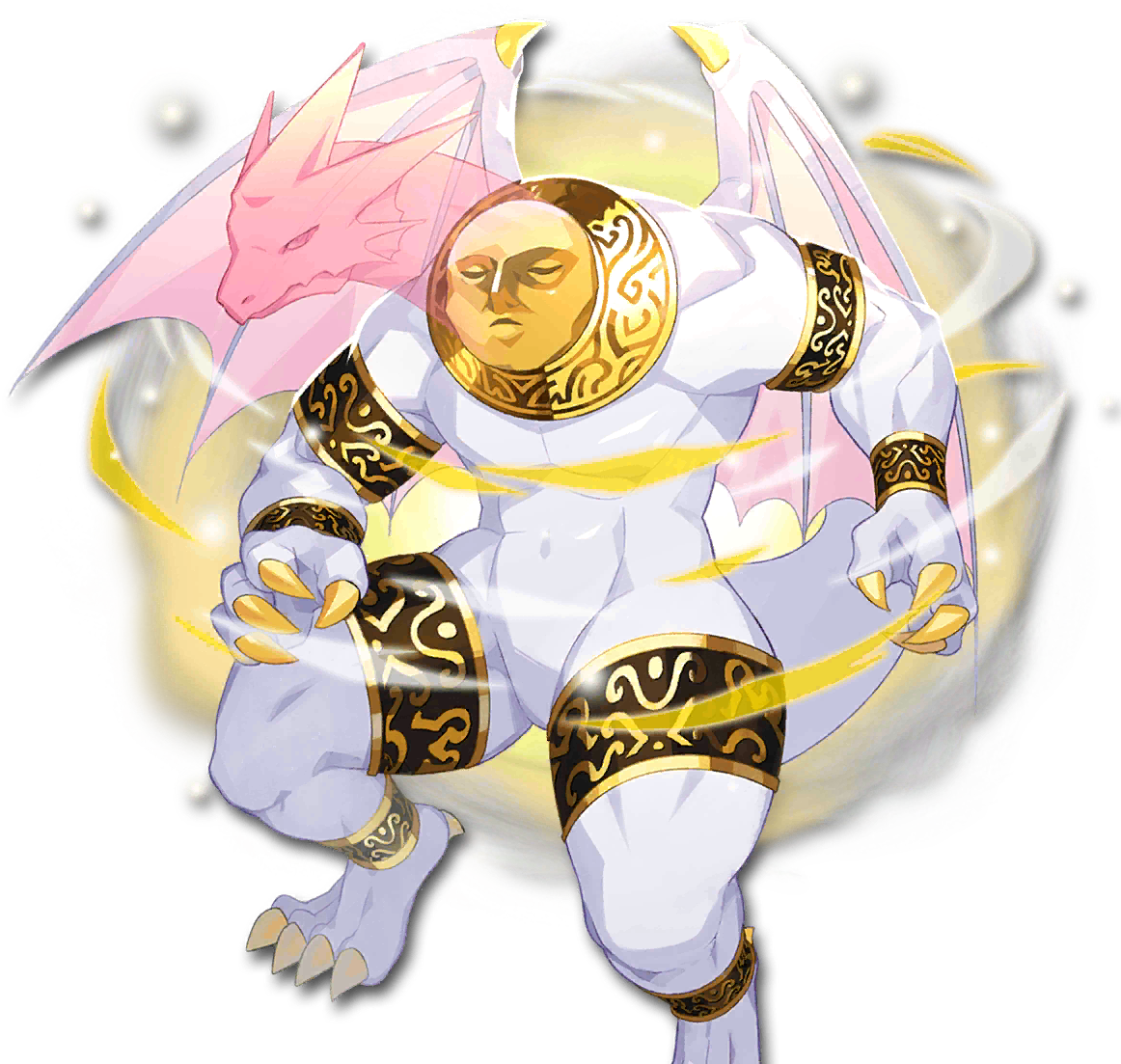 dragon (monster farm), line: monster farm, monster farm, official art, bracelet, collar, dragon, gariel (monster farm), jewelry, mask, monster, thighlet