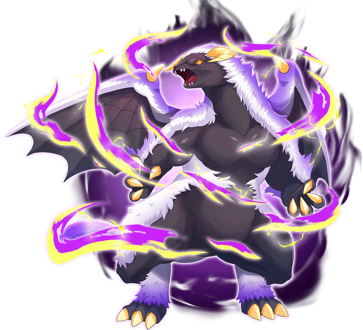 dragon (monster farm), line: monster farm, monster farm, official art, dragon, horns, moo (monster farm), white fur