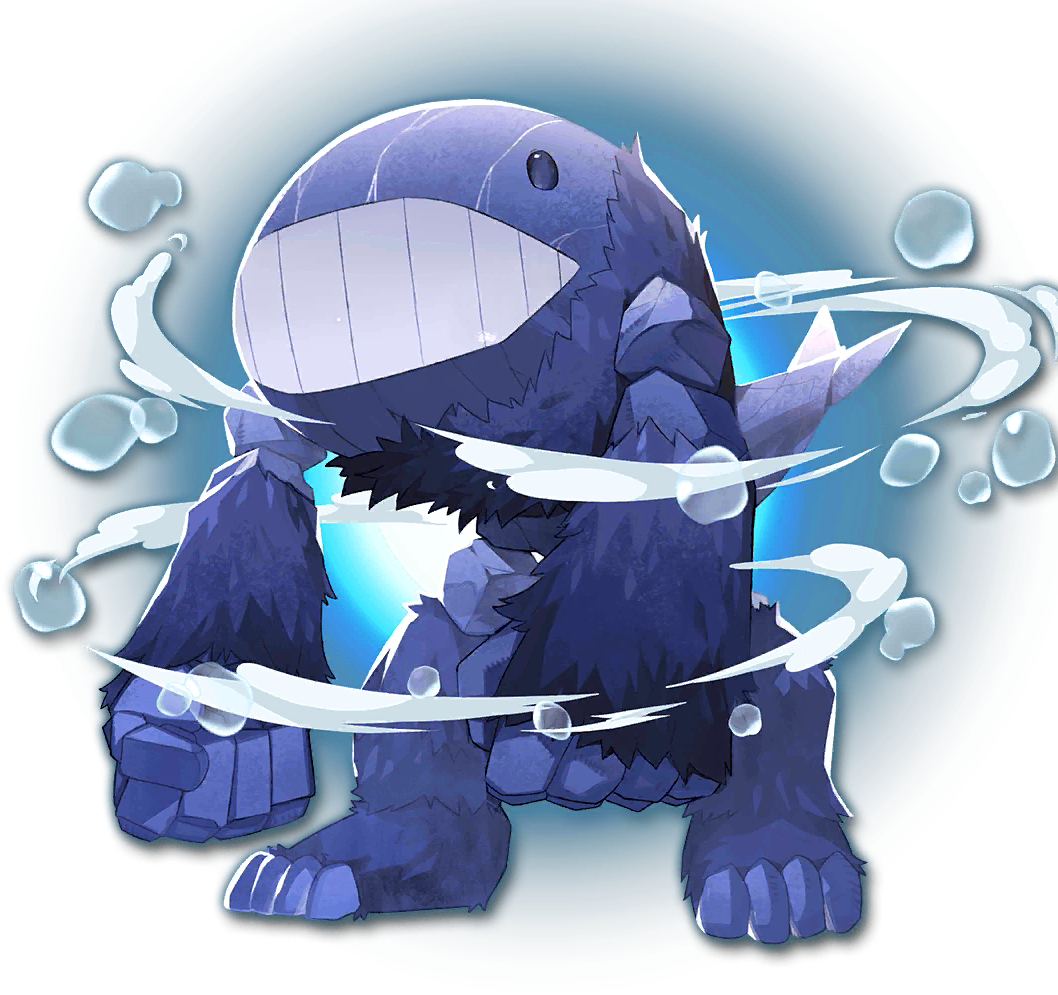 golem (monster farm), line: monster farm, monster farm, official art, blue fur, monster, pressure (monster farm)
