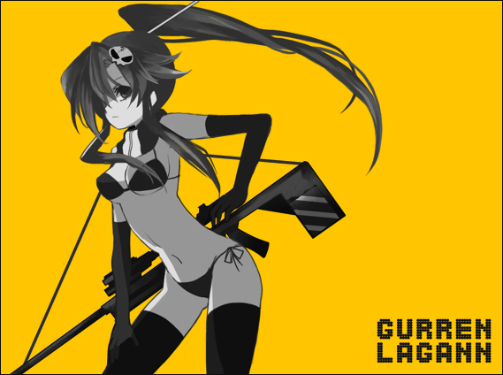 gawa, wagga, yoko littner, tengen toppa gurren lagann, bad id, bad pixiv id, 00s, 1girl, female focus, navel, ponytail, solo, thighhighs