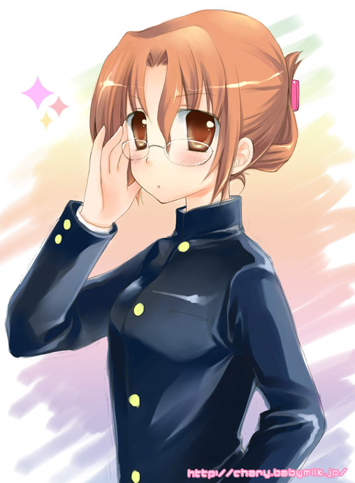 chany, maria (hayate no gotoku!), hayate no gotoku!, 00s, 1girl, crossdressing, crossdressing (ftm), female focus, folded ponytail, glasses, school uniform, serafuku, solo
