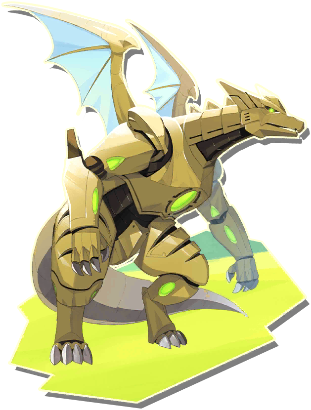 dragon (monster farm), line: monster farm, monster farm, official art, dragon, robot, tecno dragon (monster farm)