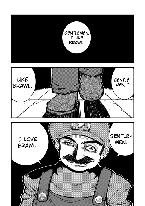 mikagami hiyori, mario, hellsing, mario (series), nintendo, super mario bros. 1, super smash bros., duplicate, hard-translated, third-party edit, translated, comic, english text, greyscale, monochrome, parody