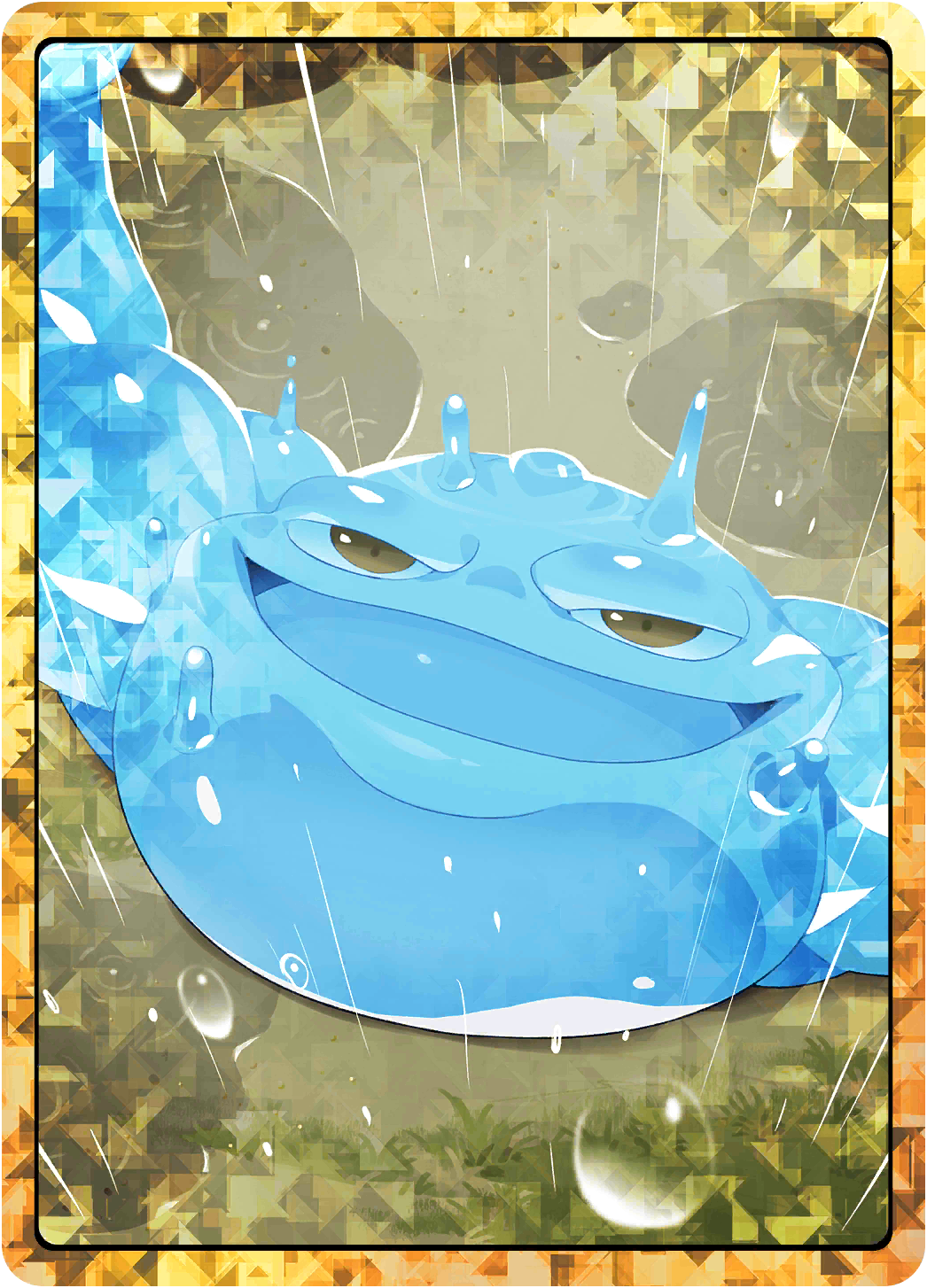 gaboo, line: monster farm, monster farm, official art, jelly gaboo (monster farm), liquid body, rain