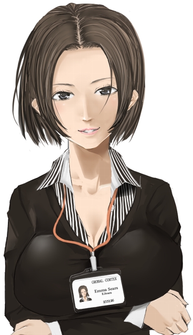 kawaguchi yukihiro, emma sears, armored core, armored core: silent line, fromsoftware, bad id, bad pixiv id, 1girl, brown hair, female focus, shirt, solo