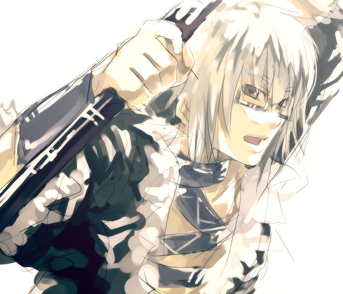 morichika rinnosuke, curiosities of lotus asia, touhou, 1boy, glasses, male focus, short hair, solo