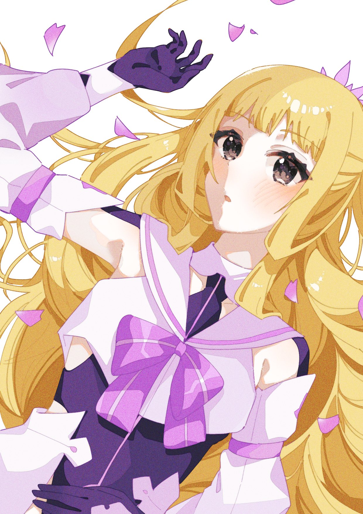 nogi sonoko, washio sumi wa yuusha de aru, yuuki yuuna wa yuusha de aru, yuusha de aru, highres, 1girl, arm at side, arm up, bare arms, black jacket, black skirt, blue background, blush, bow, breasts, brown hair, buttons, character name, closed mouth, clothes around waist, collared shirt, cowboy shot, dated, dot nose, dress shirt, frown, gradient background, green eyes, hair between eyes, hair bow, hair ribbon, hand in own hair, hand up, happy birthday, heart, jacket, jacket around waist, light blush, light frown, looking at viewer, medium hair, multicolored jacket, neck ribbon, one side up, orange bow, orange ribbon, parted lips, pleated skirt, purple bow, purple ribbon, raised eyebrows, ribbon, school uniform, see-through clothes, shirt, shirt tucked in, short sleeves, simple background, skirt, sleeveless, sleeveless shirt, sleeves rolled up, small breasts, solo, standing, sweater, sweater around waist, track jacket, tucking hair, two-tone jacket, upper body, wet, wet clothes, wet shirt, white shirt, wristband, yumeminokuni