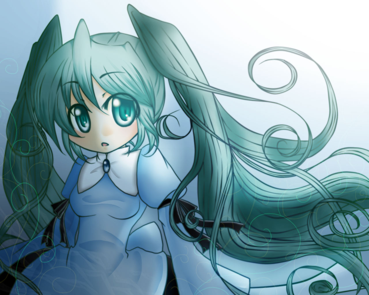hatsune miku, vocaloid, tagme, 1girl, aqua hair, dress, female focus, solo