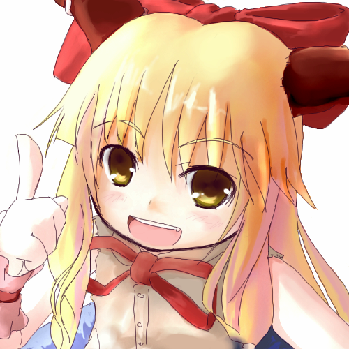 tsubasa (abchipika), ibuki suika, touhou, lowres, 1girl, blonde hair, female focus, orange hair, solo