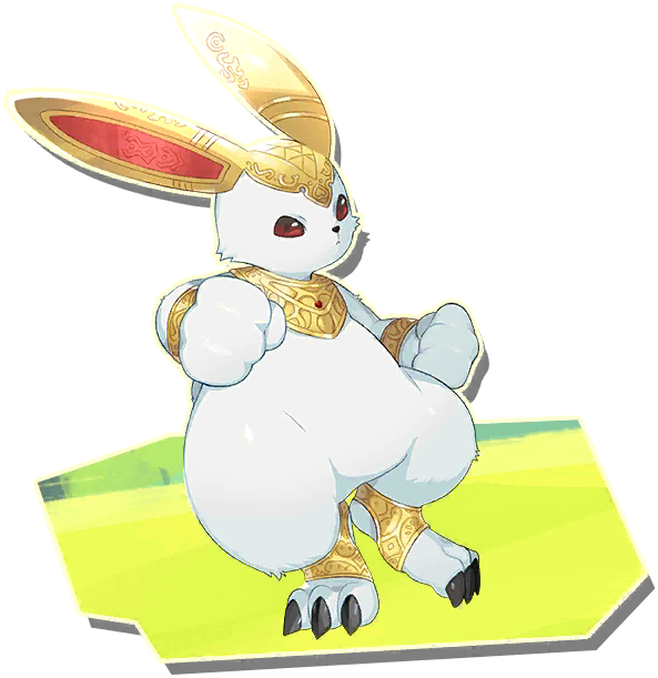 hare (monster farm), line: monster farm, monster farm, official art, ankle strap, bracelet, collar, jewelry, prince (monster farm), rabbit, white fur