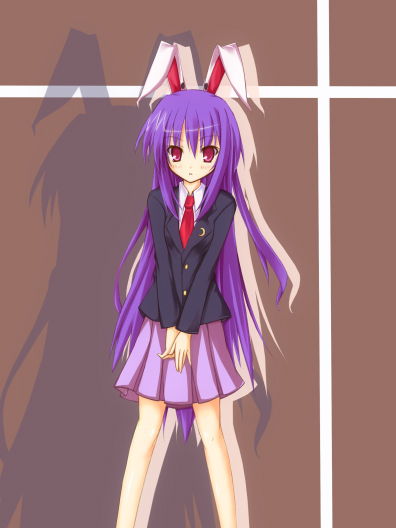 huei nazuki, reisen udongein inaba, touhou, 1girl, animal ears, female focus, long hair, purple hair, rabbit ears, red eyes, solo, standing