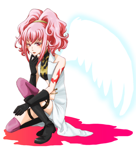 anya alstreim, code geass, 00s, 1girl, boots, female focus, purple thighhighs, solo, thighhighs